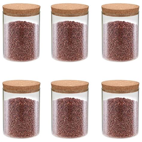 Storage Glass Jars with Cork Lid 6 pcs 650 ml