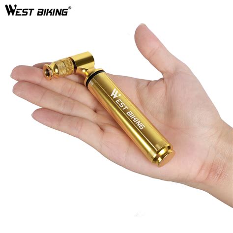 WEST BIKING Gold Alloy Bicycle Pump 160PSI Portable Mini Bike Pump Bicycle Adapter Tire Inflator Bal