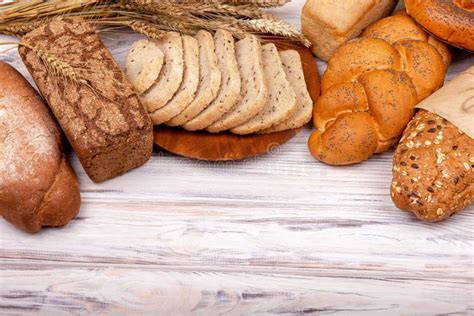 Whole-grain Bread. Different Types of Bread Isolated on White Stock ...