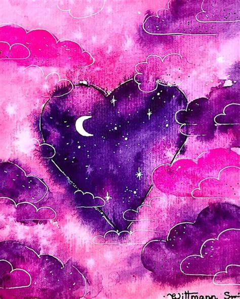 NFT Purple Clouds - Night Sky Painting | OpenSea | Night sky painting, Sky painting, Watercolor ...