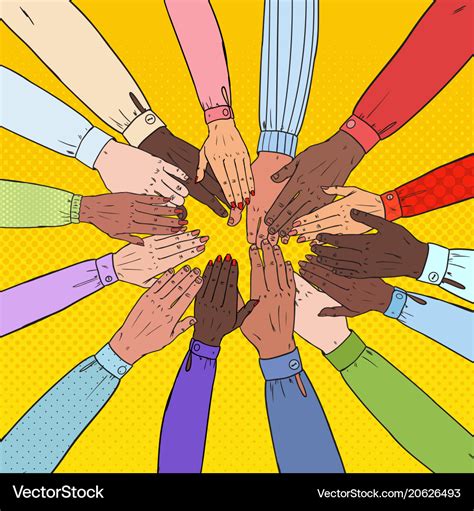 Pop art multicultural hands multiethnic people Vector Image