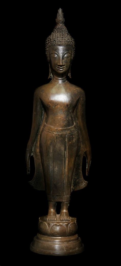 Beautiful 18C Standing Bronze Laos Buddha #BB154 | Buddha, Buddha sculpture, Laos art