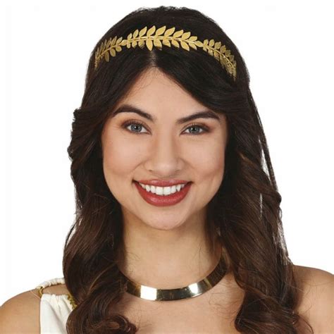 Roman tiara with golden leaves, plastic, universal, gold, 1