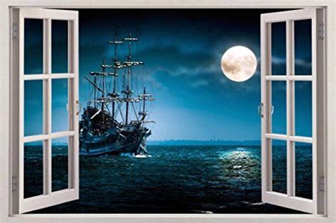 PIRATE SHIP 3D Window View Decal WALL STICKER Home Decor ... | Pirate wall decor, Wall stickers ...