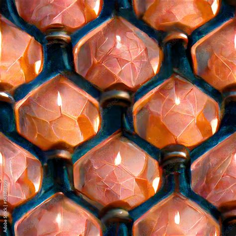 2d Pantone Tangerine and Pink Flambe ornately engraved Czech crystal in liquid chrome texture ...