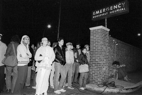 John Lennon fans at Roosevelt Hospital after he was shot at The Dakota ...