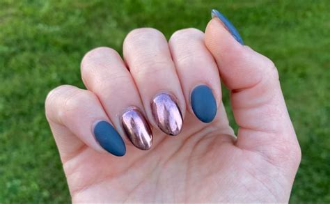 matte chrome blue pink nails in 2022 | Simple nails, Nails, Nail art
