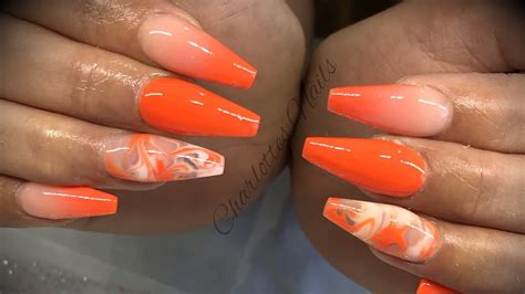 Neon Orange Nails Acrylic