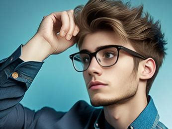 A young man wearing glasses posing for a picture Image & Design ID 0000978559 - SmileTemplates.com