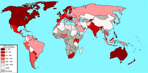 Popularity of Reddit by country [4,500 x 2,234] : r/MapPorn