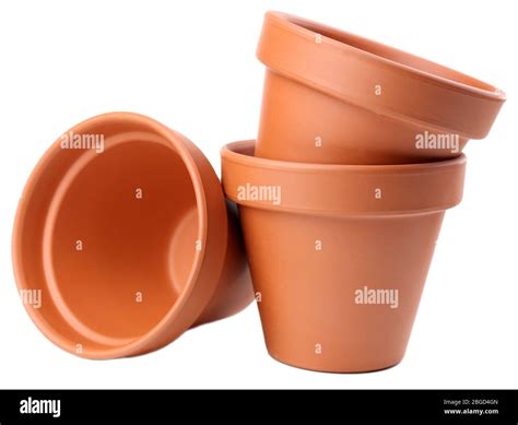 Clay flower pots, isolated on white Stock Photo - Alamy
