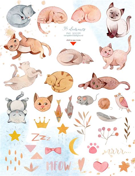 Watercolor Cats Illustrations | Watercolor cat, Cat illustration, Cat pattern wallpaper