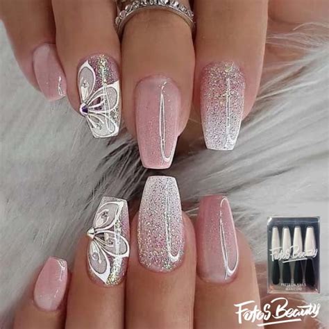 Fofosbeauty 24 pcs Short Coffin False Nails, Press-on Nails Designs 2022, Elegant Afternoon Tea ...