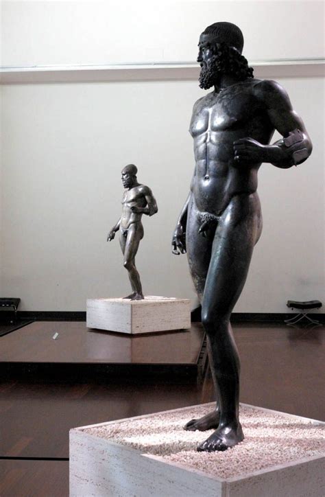 These two ancient Greek bronze statues, known as the Riace Bronzes, are in Reggio Calabria. We ...