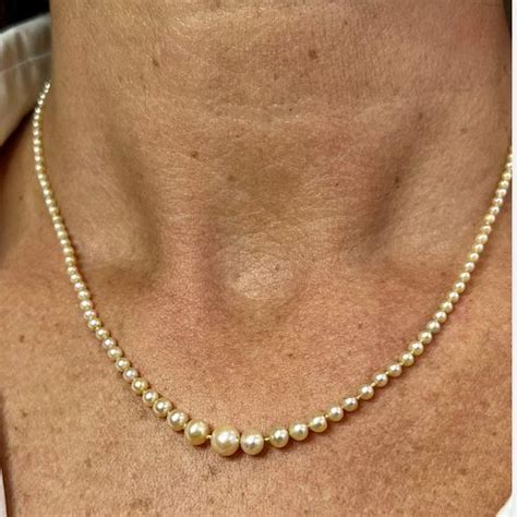 Antique 18K Yellow Gold Natural Pearl Necklace for sale at auction on ...