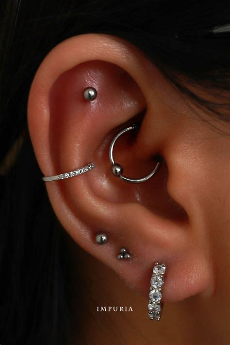 Uncommon Multiple Flat Cartilage Helix Ear Piercing Jewelry Ideas - www.Impuria.com | Ear ...