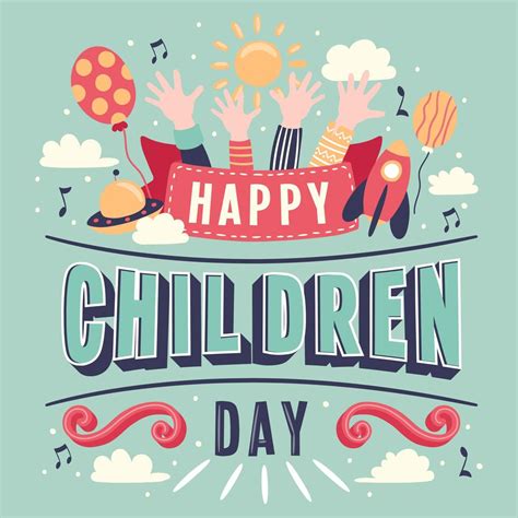 Children's day Hand Lettering vector background. Happy Children's Day. Happy children's day co ...