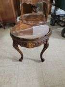 Antique table with glass top, cracked glass - Advantage Auction