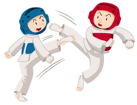 Two men doing taekwondo 371894 Vector Art at Vecteezy