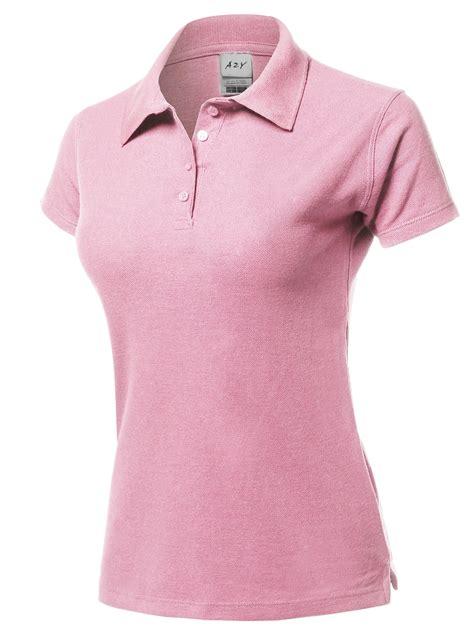 A2Y Women's Basic Casual Essentials 4-Button Junior-Fit PK Cotton Pique Polo Shirt Pink XL ...