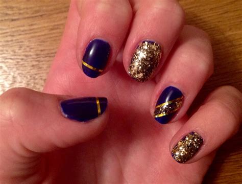 Navy Blue and Gold Gel x | Gold nail designs, Gold nails, Nail designs
