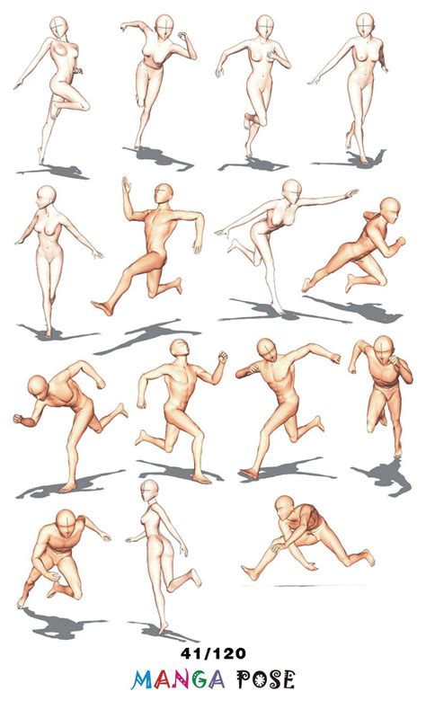 Tutorial Drawing Manga pose. Big posebook for manga anime character : Running poses | 포즈 그리기, 사진 ...