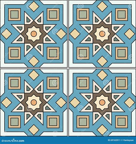 Seamless Pattern Illustration in Traditional Style - Like Portuguese Tiles. Stock Vector ...