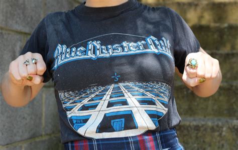 Vintage Blue Oyster Cult T-shirt and a Pleated Plaid Skirt