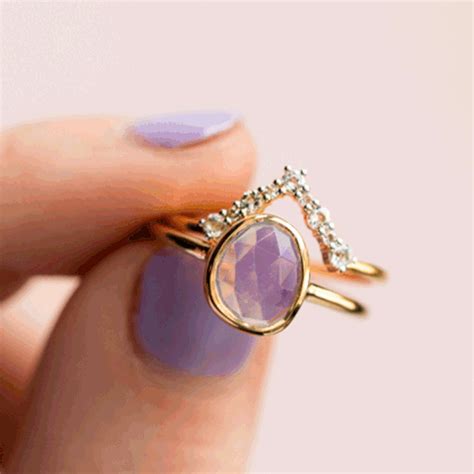 Lilac Quartz & Topaz Stacking Ring Set | Moissanite engagement ring ...