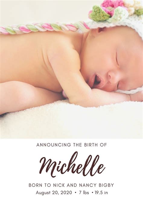 Free, printable, customizable birth announcement templates | Canva