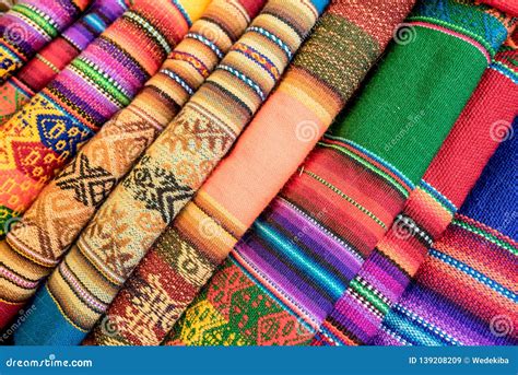 Close Up of Colorful Textiles in Peru Market Stock Image - Image of lovely, south: 139208209