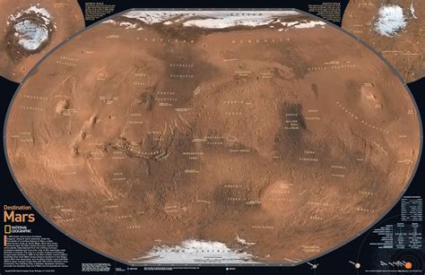 Mars Physical Wall Map by National Geographic - MapSales