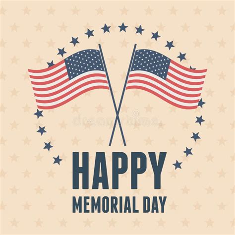 Happy Memorial Day, Crossed Flags Stars Frame American Celebration Stock Vector - Illustration ...