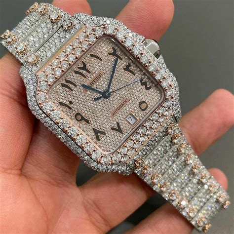 Cartier Santos Watch VVS Full Ice Out Studded Moissanite - Etsy