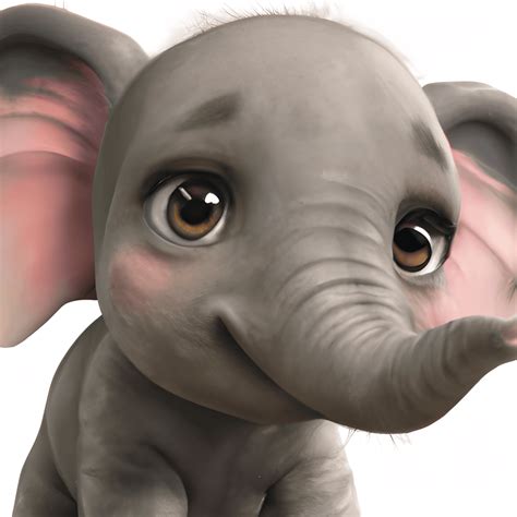 Cute Baby Elephant with Dreamy Eyes · Creative Fabrica