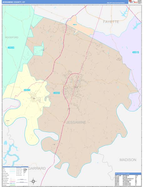 Jessamine County, KY Wall Map Color Cast Style by MarketMAPS - MapSales