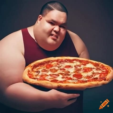 Fat guy named will making and eating a giant pizza on Craiyon