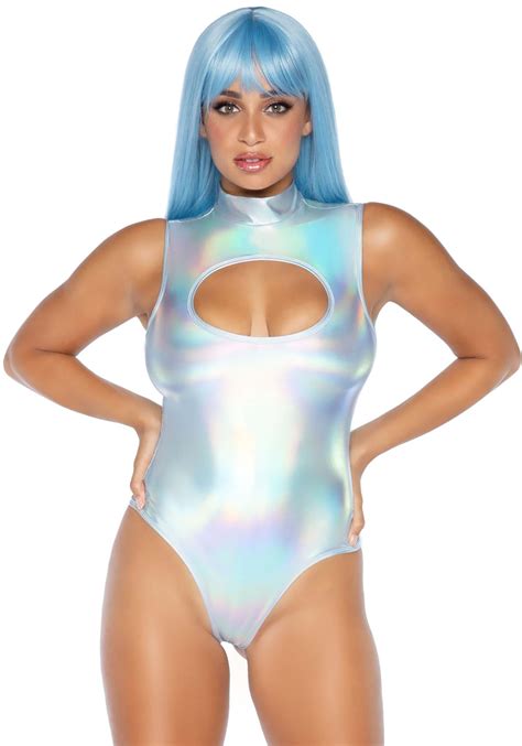 Holographic Keyhole Bodysuit Costume for Women