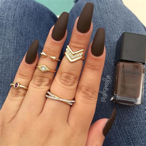 Brown Nails, Black Nails, Gorgeous Nails, Pretty Nails, Matte Nails, Acrylic Nails, Acrylics ...