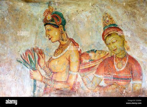 Frescoes of women at Sigiriya, Sri Lanka Stock Photo - Alamy