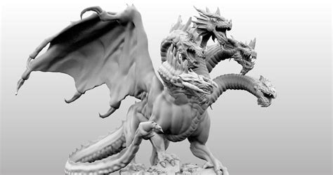 4 Inch Base Five Headed Dragon 3D model 3D printable | CGTrader