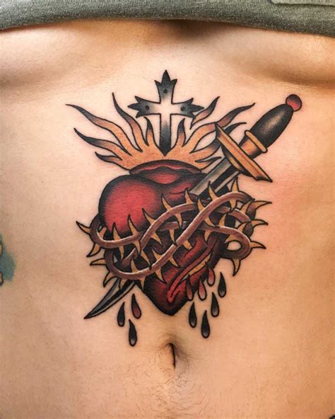 Traditional Sacred Heart Tattoo Flash