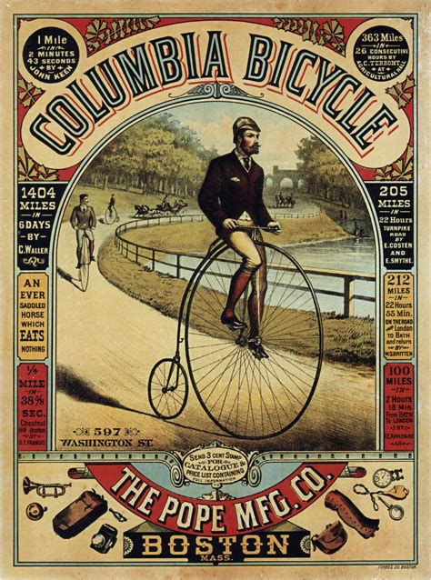 Vintage Bicycle Art Poster The Pope Mfg Co Columbia Bicycle