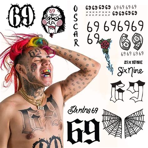 BONUS PACK: Tekashi 6Ix9Ine Temporary Tattoos | Includes FACE, ARM, CHEST and STOMACH tattoos ...