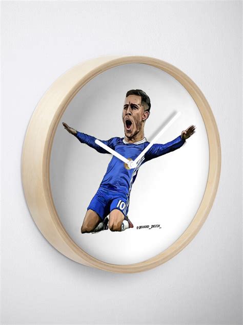 "Eden Hazard Cartoon Illustration" Clock by BeardedDesign | Redbubble