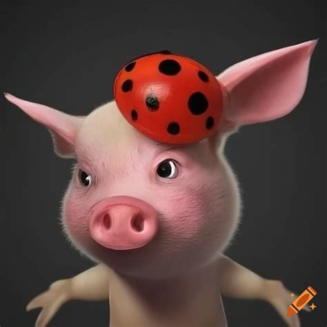A piglet and a lady bug, both wearing police uniforms on Craiyon