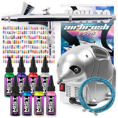 PointZero Complete Airbrush Nail Art Kit - 8 Color 240 Stencil Set - Point Zero Airbrush