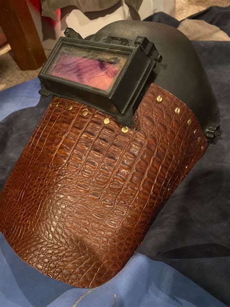 Custom leather welding helmet | Etsy