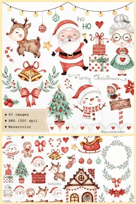 35+ Free Christmas Clipart images 2023 | Christmas watercolor, Christmas art, Christmas drawing