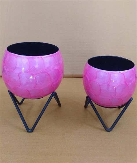 Iron Purple Round Metal Planter Set, For Home, Size: 5 inch and 6 inch at Rs 850 in Moradabad